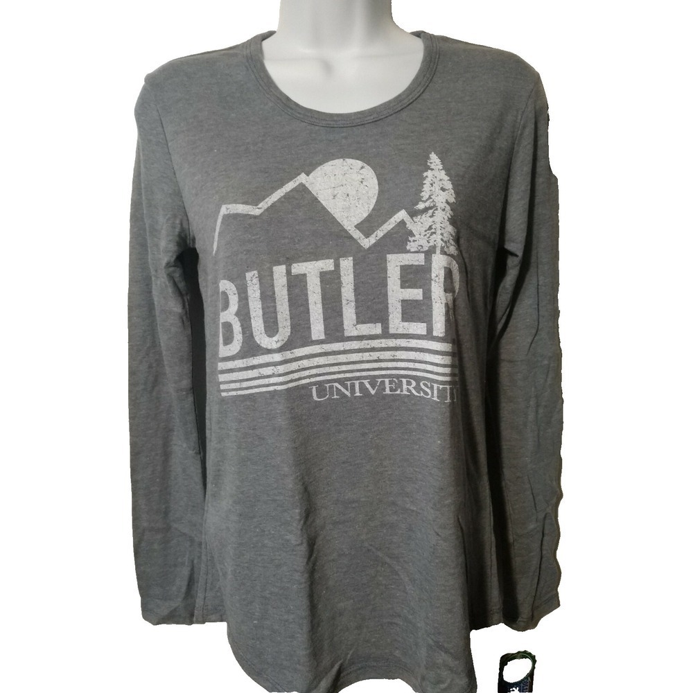Alma Mater Butler University Bulldogs Womens Long Sleeve Tee Gray Small NWT